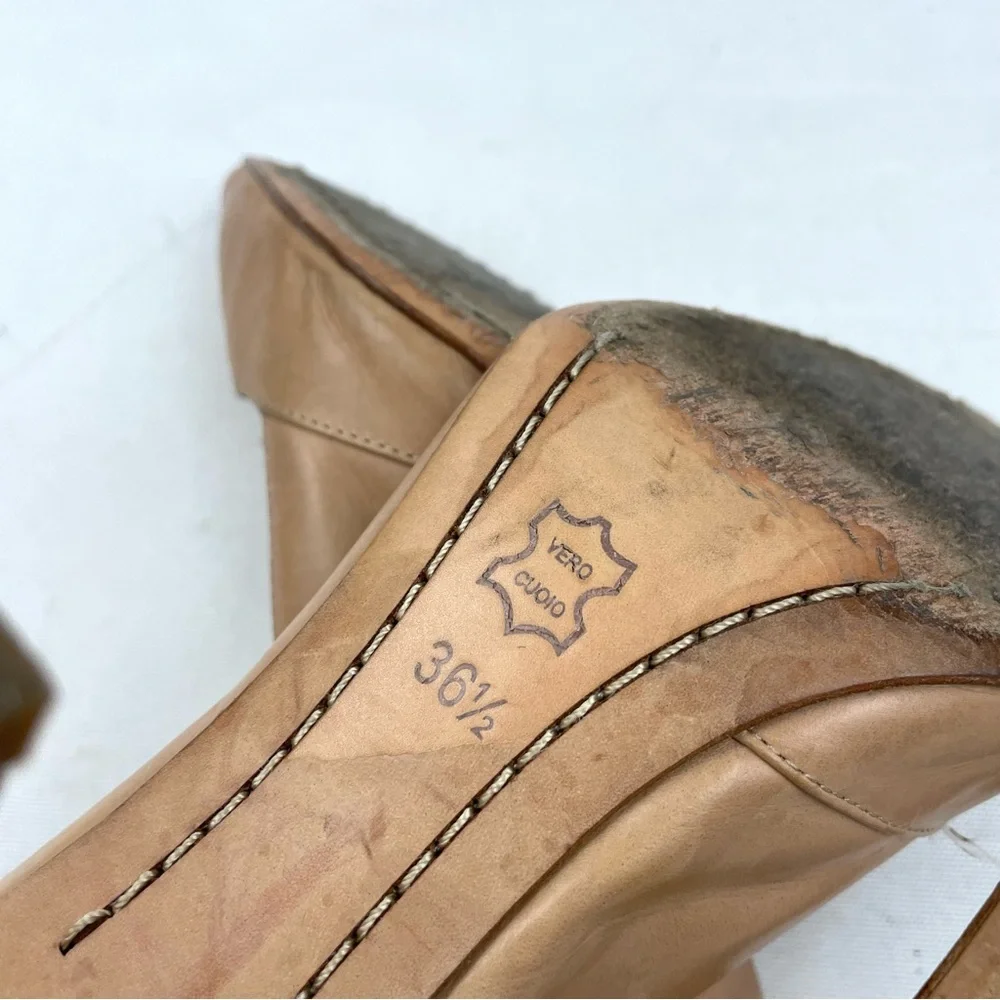Alice + Olivia Vachetta Leather Beige Tan Stiletto Heels – Size 36.5